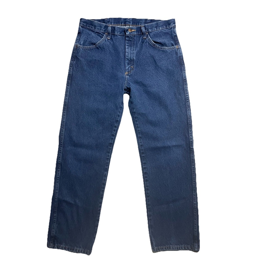 Rustler Straight Leg Jeans Dark Wash Denim Sz 34 x 27.5 Bootcut Vintage Cowboy